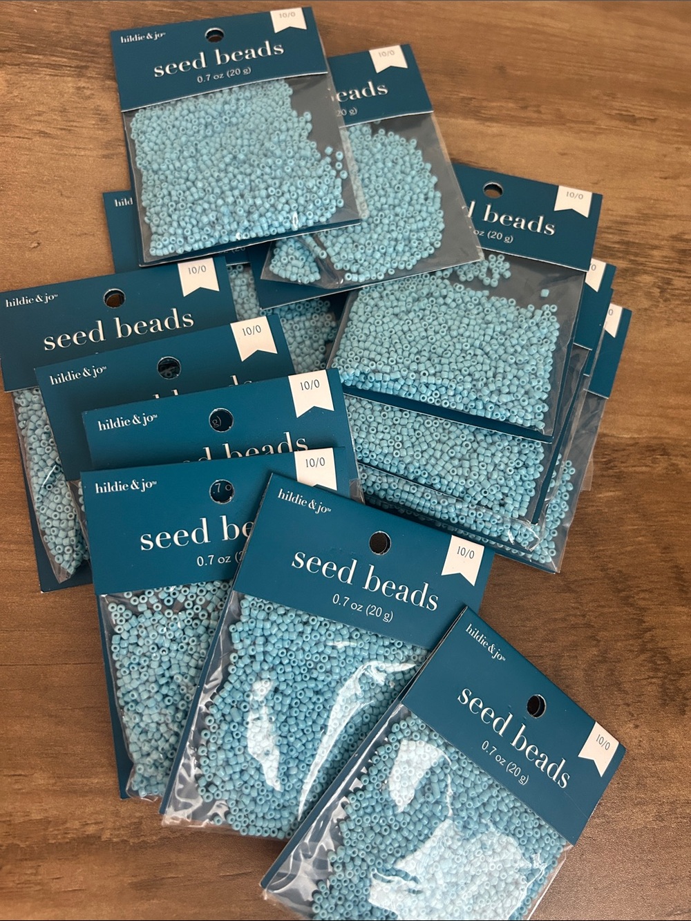 hildie & jo light blue seed beads - set of 13 unopened packs